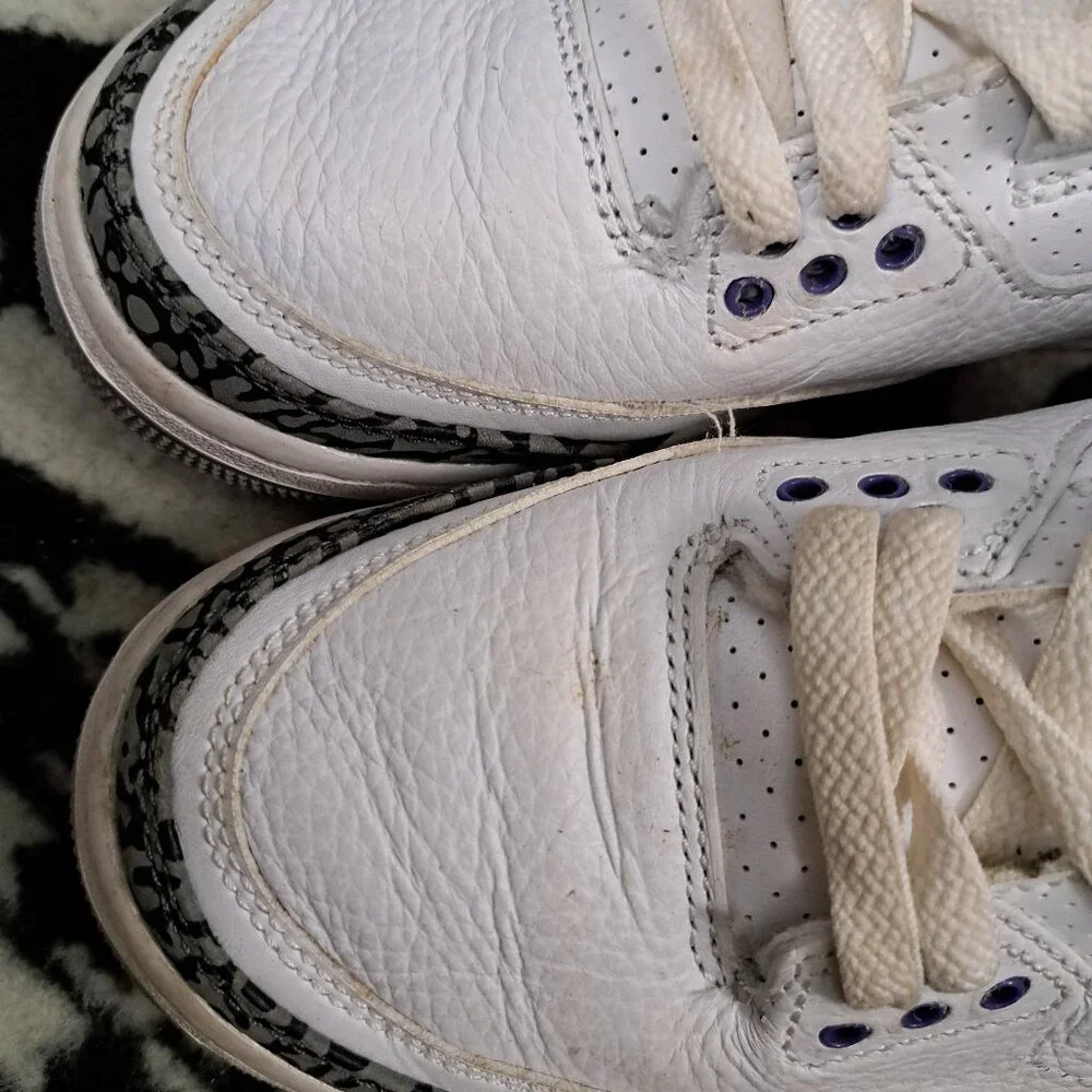 %Nike Size 5.5Y Air Jordan 3 Retro GS DM0967-105 White Purple AJ6